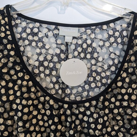 Zim & Zoe Imogen Overlay Tunic Blouse Sheer Black Dotted Top Size 22/24 NWT - Picture 3 of 16